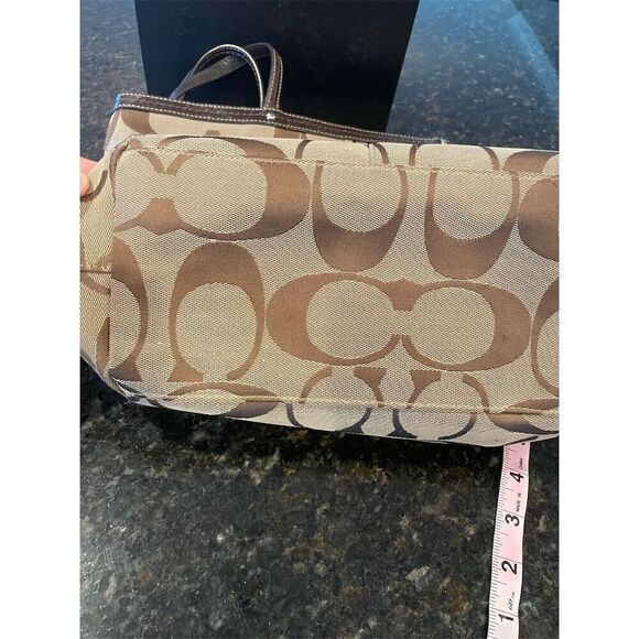 Coach Signature Brown Tote Bag Medium Women's Spacious Interior - Picture 13 of 16